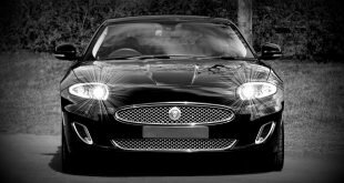 Grayscale Photo of a Black Sports Car Convertible Wallpaper