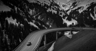 Grey Car on Road Near Snow Covered Mountain Wallpaper