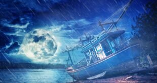 Stormy Night Sea Moon Fantasy