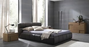 Leather bed in the bedroom Wallpapers
