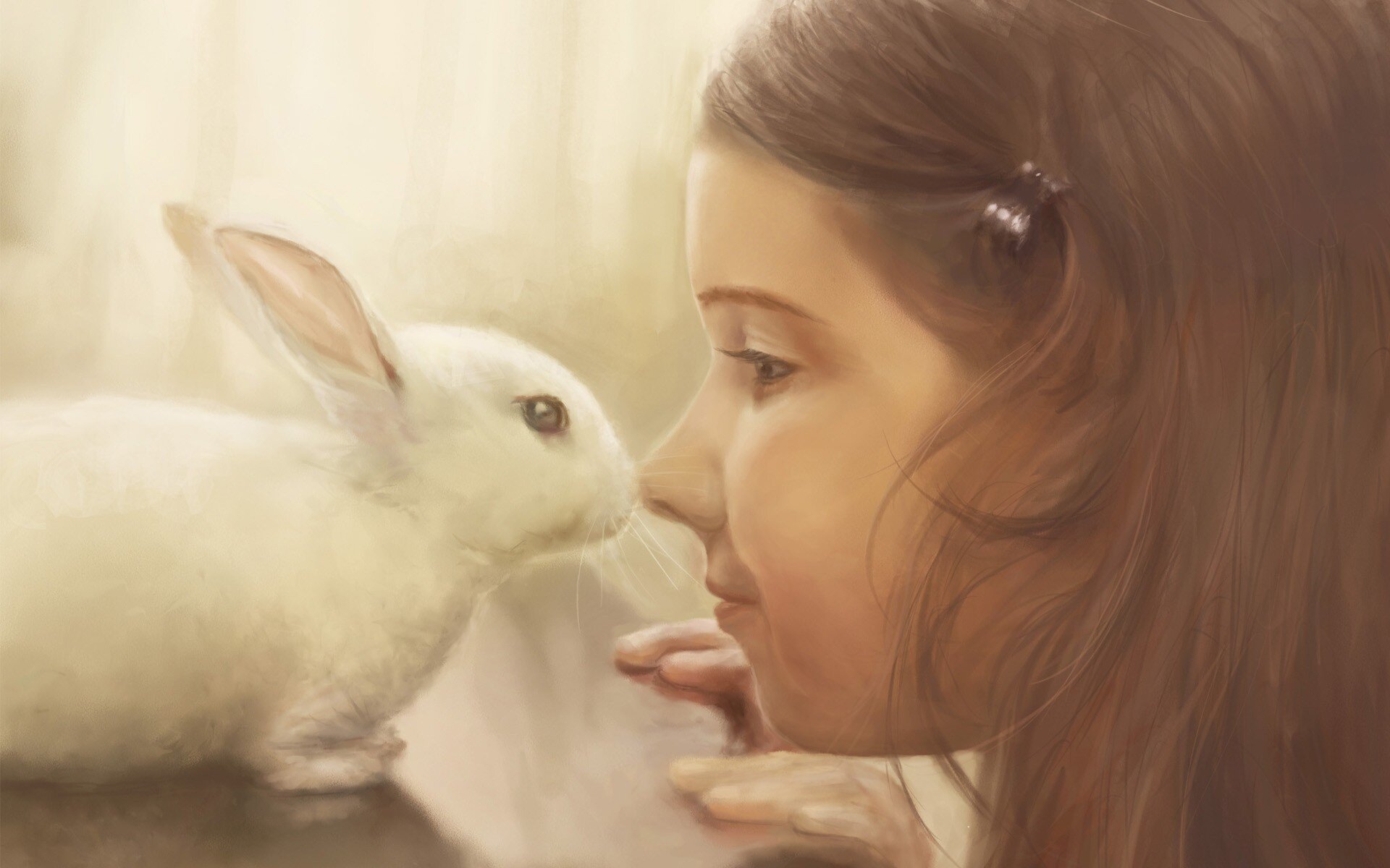 The picture of the girl with the rabbit HD Wallpapers photo