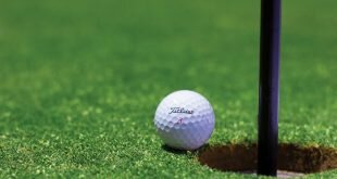 Titrist Golf Ball Near Golf Hole Wallpaper