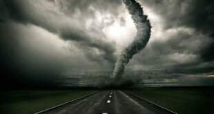 Tornado destroys the coating highway Wallpaper