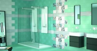 Turquoise tiles in the bathroom Wallpapers
