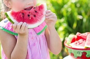 Watermelon Summer Little Girl Eating Watermelon Food Wallpaper