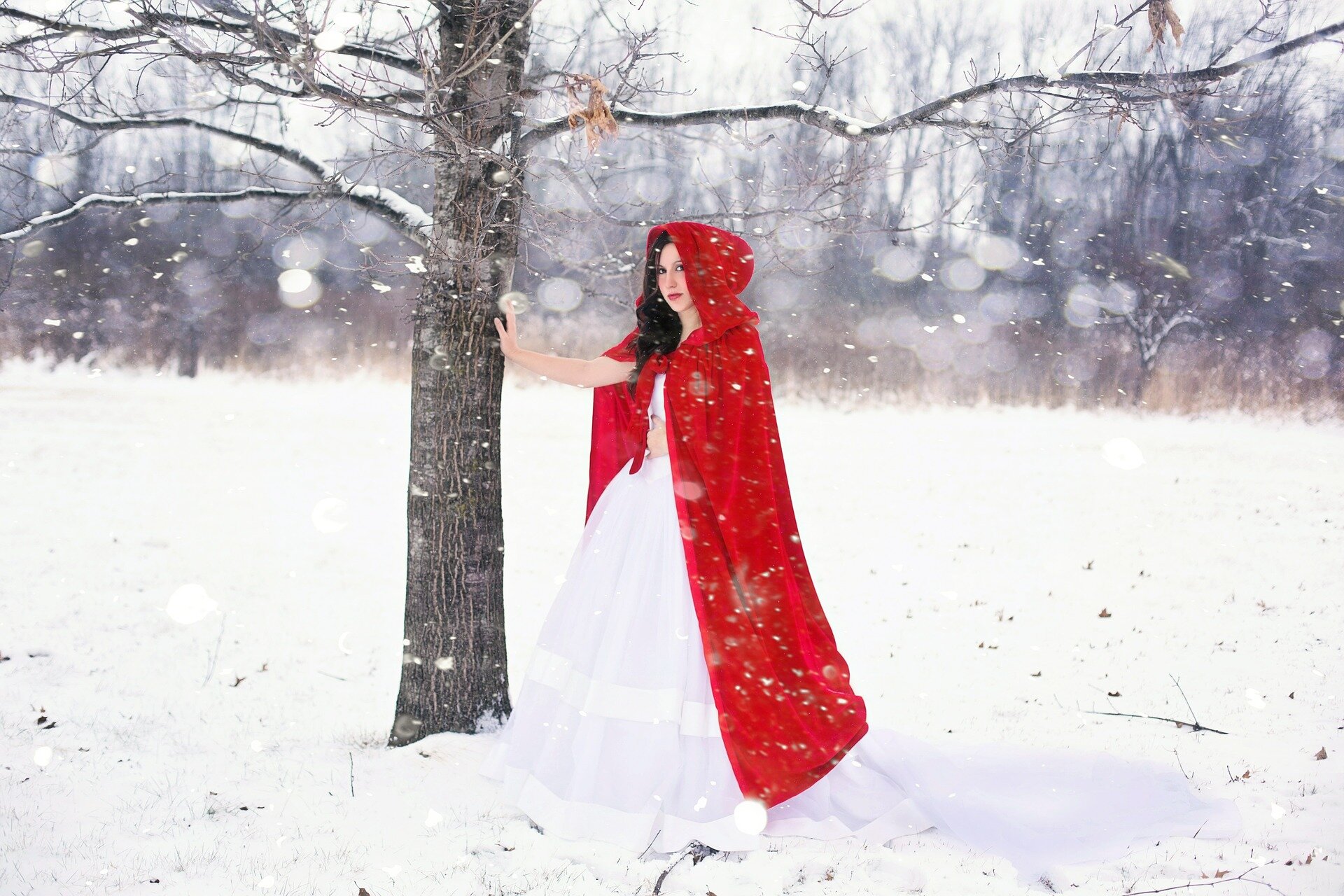 Woman Pretty Happy Girl Winter Snow White Cold Wallpaper photo